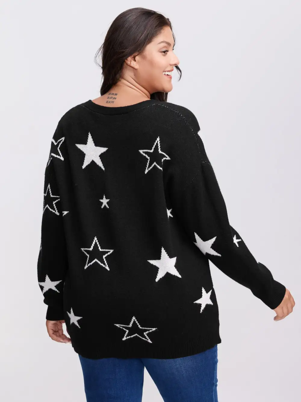 Supersoft Star Jacquard Pockets Button Knit Cardigan
