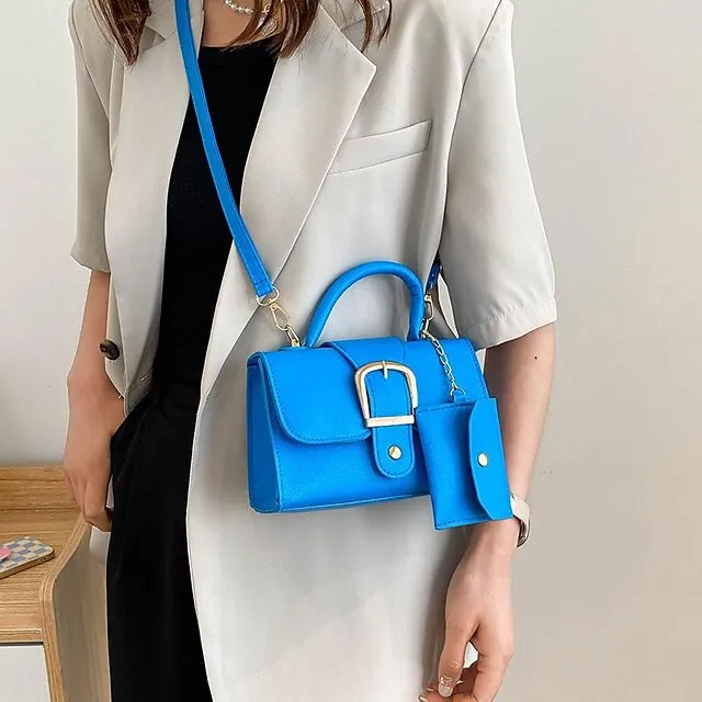 Women's Handbag Crossbody Bag PU Leather Daily Durable Solid Color Black White Yellow