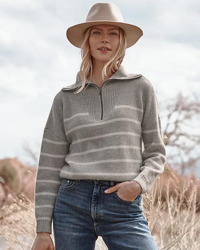 Washable-Cashmere Half-Zip Sweater