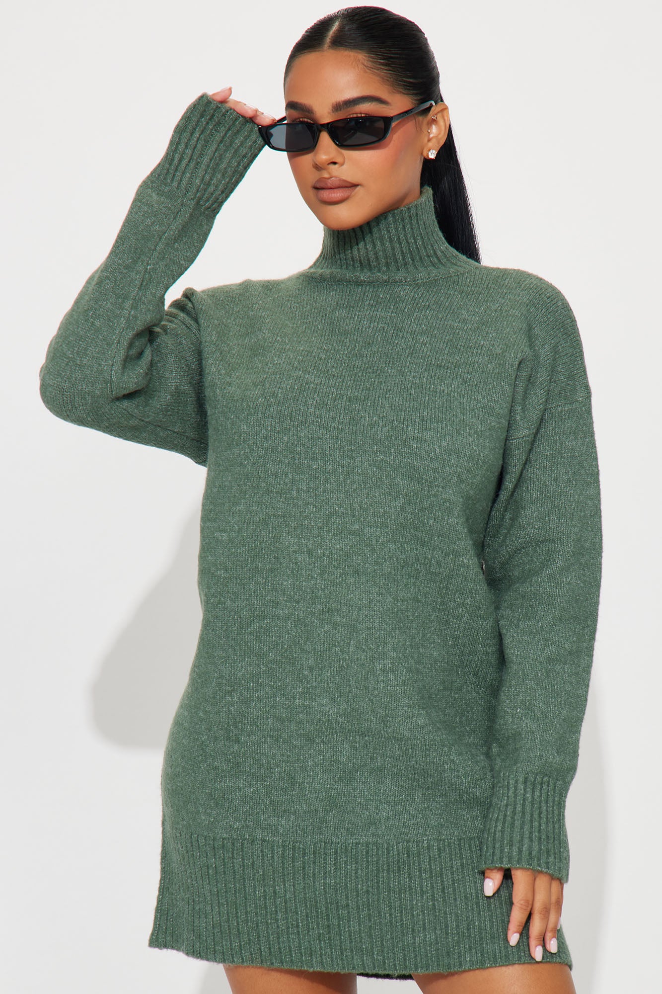 Manhattan Sweater Mini Dress - Green
