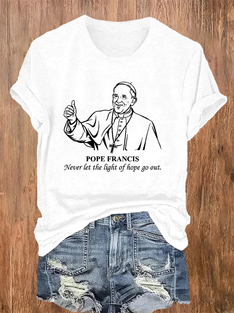 Women's Never Let The Light Of Hope Go Out Print Short Sleeve Round Neck Cotton T-Shirt