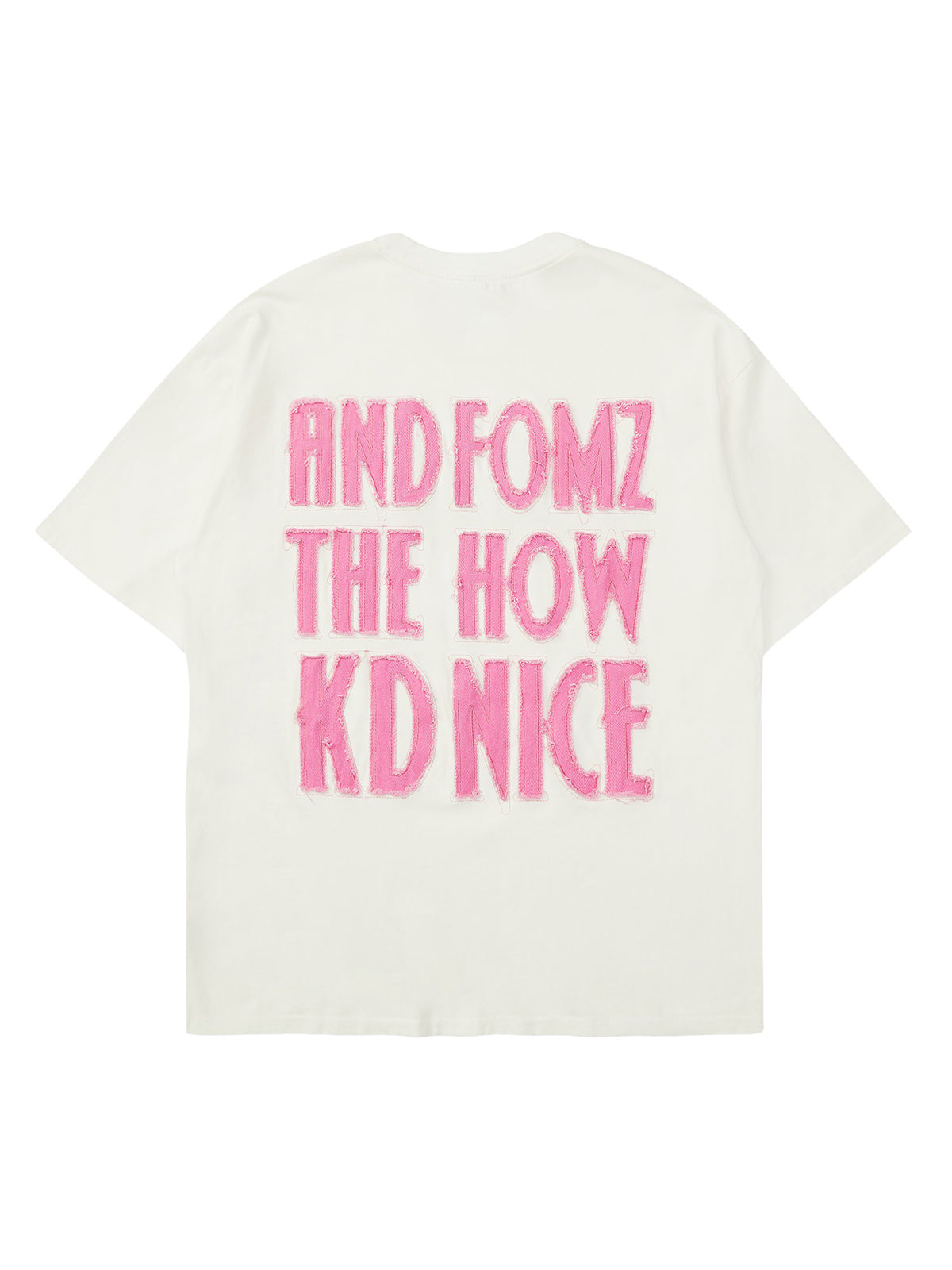 Pink Letter Applique Street Rap T-shirt - 2145