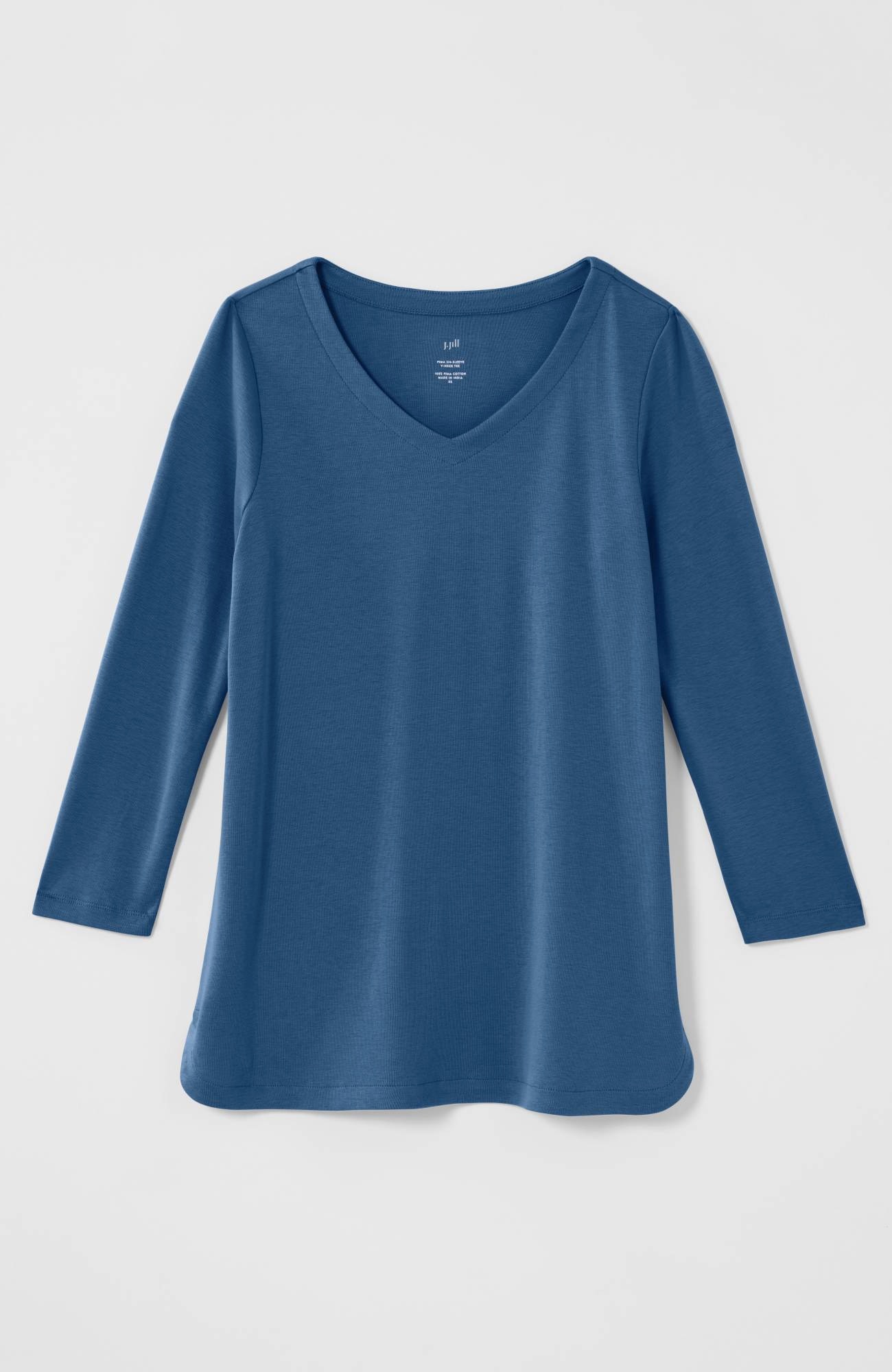 pima 3/4-sleeve v-neck tee