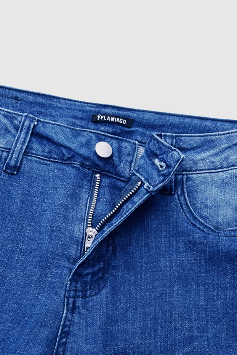 Multi Pocket Mid Rise Bootcut Jeans Without Belt