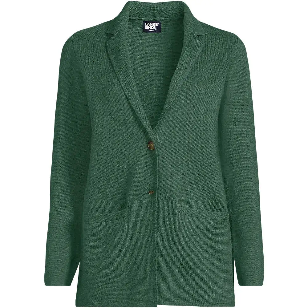 Women's Fine Gauge Cotton Button Front Blazer Sweater