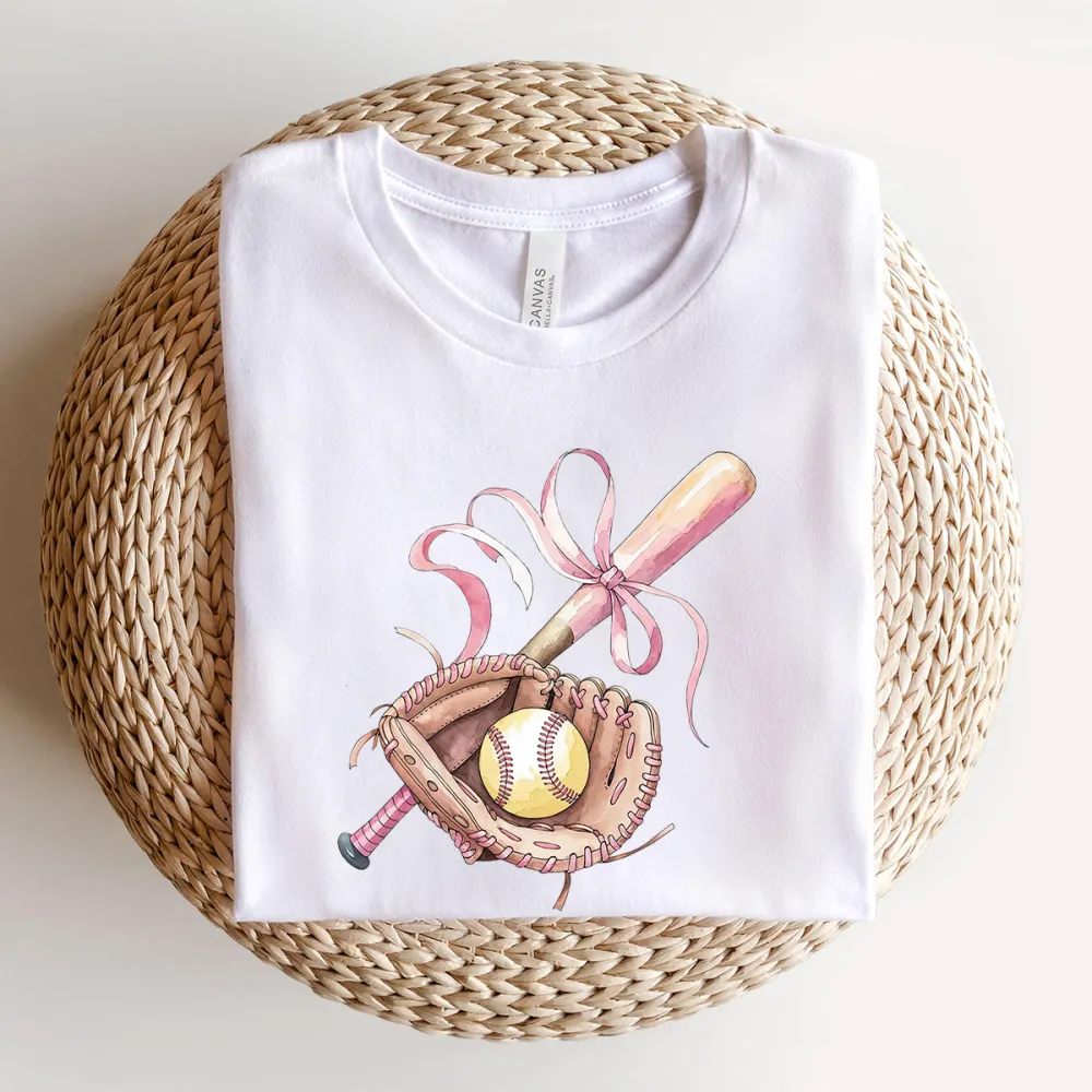 Baseball Season Printed Round Neck Short Sleeve T-Shirt