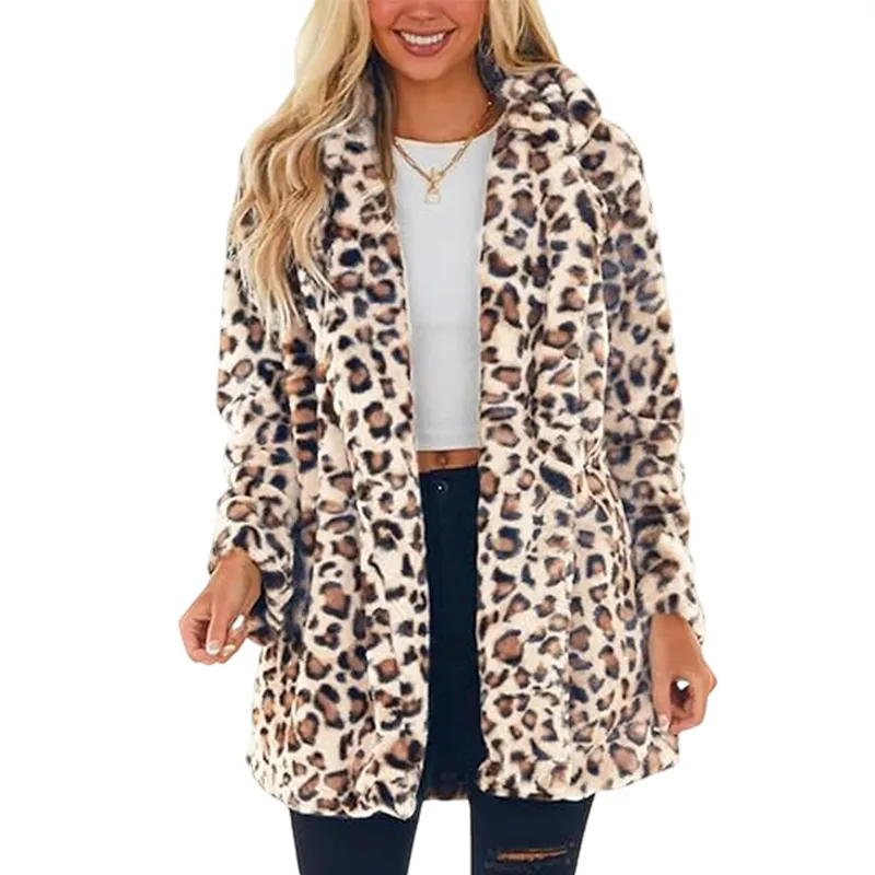Women's Leopard Faux Fur Coat