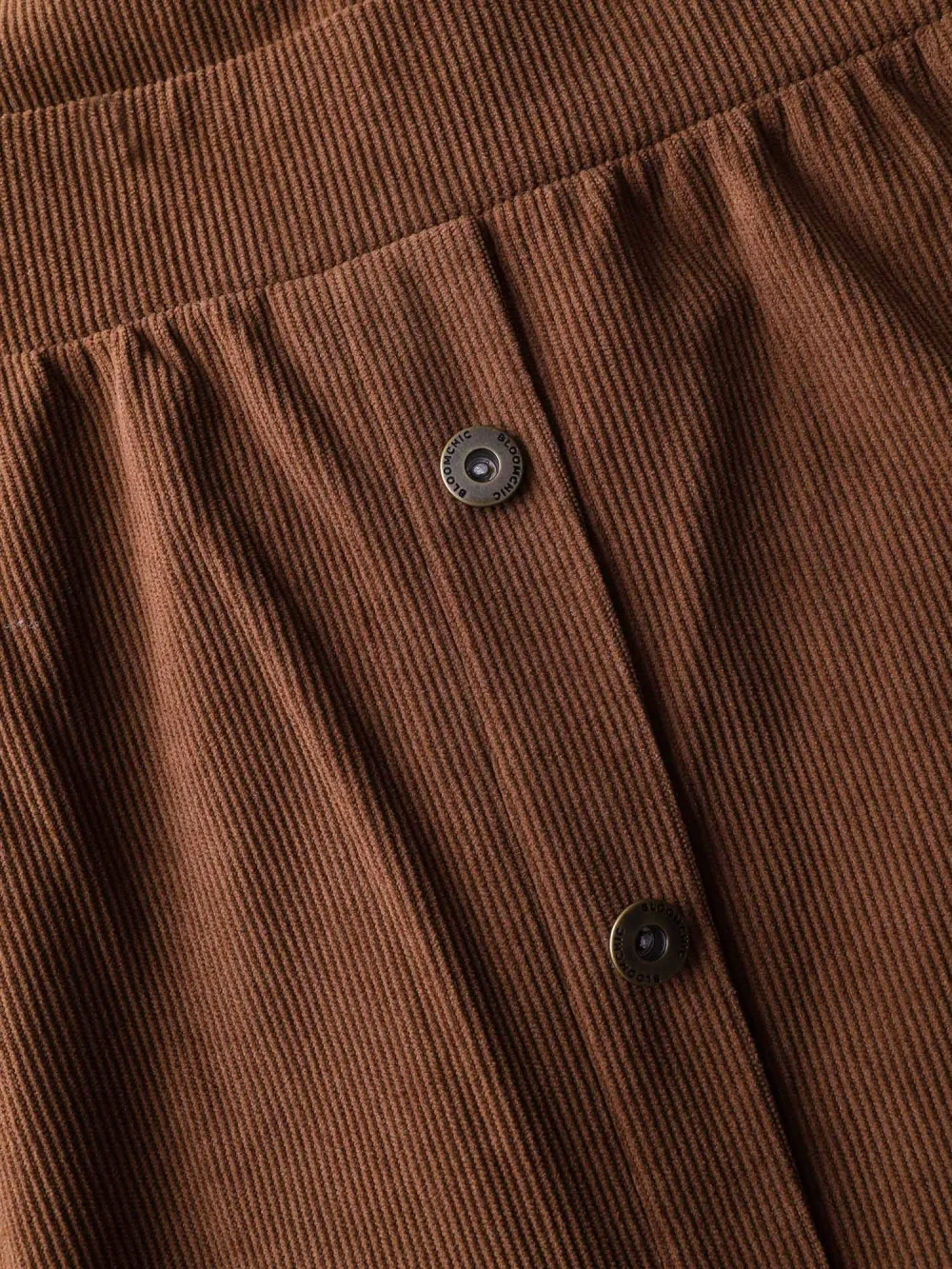 Corduroy Deep V-Neck Adjustable Midi Dress