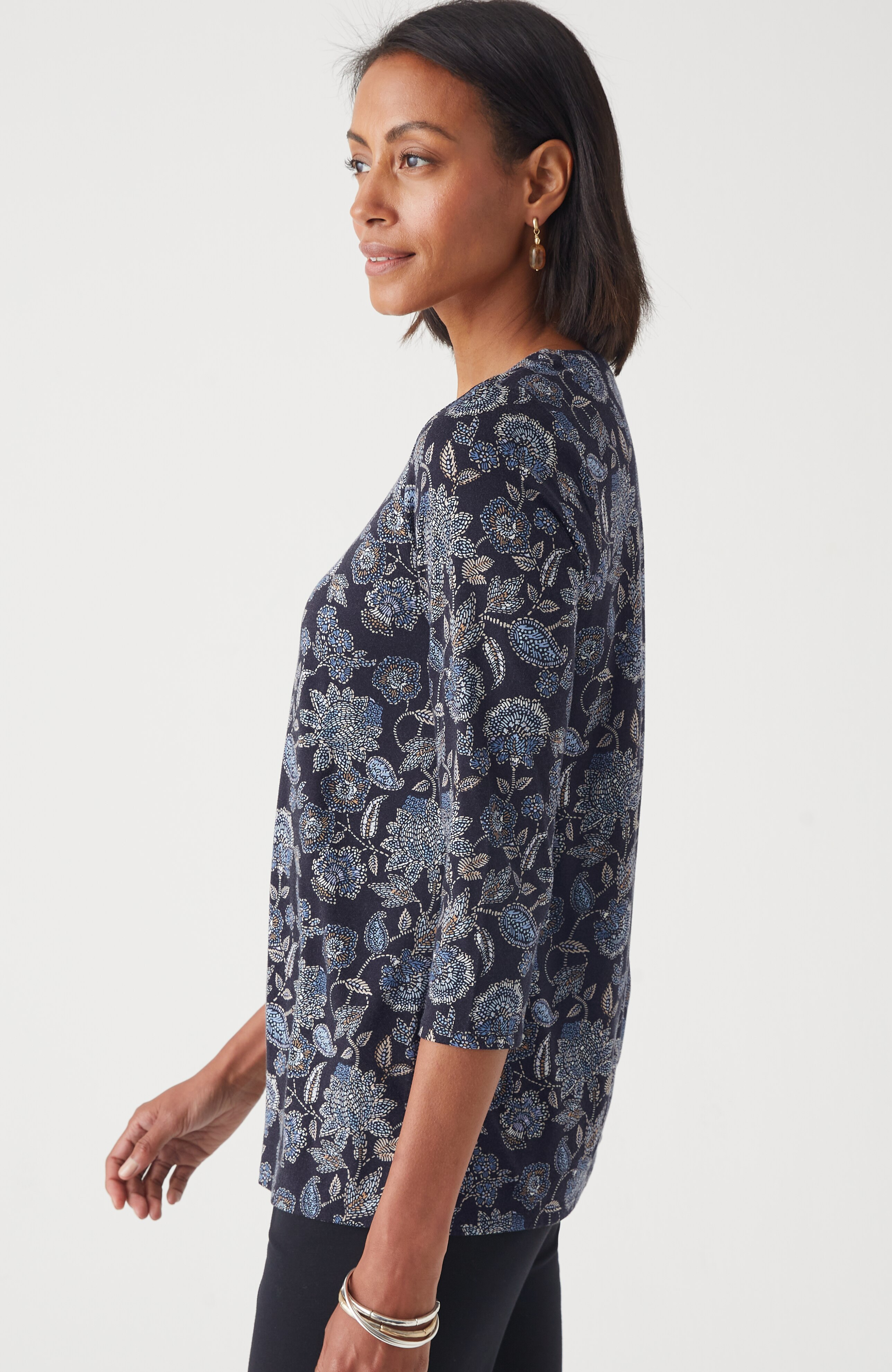 Pure Jill Printed V-Neck Tee