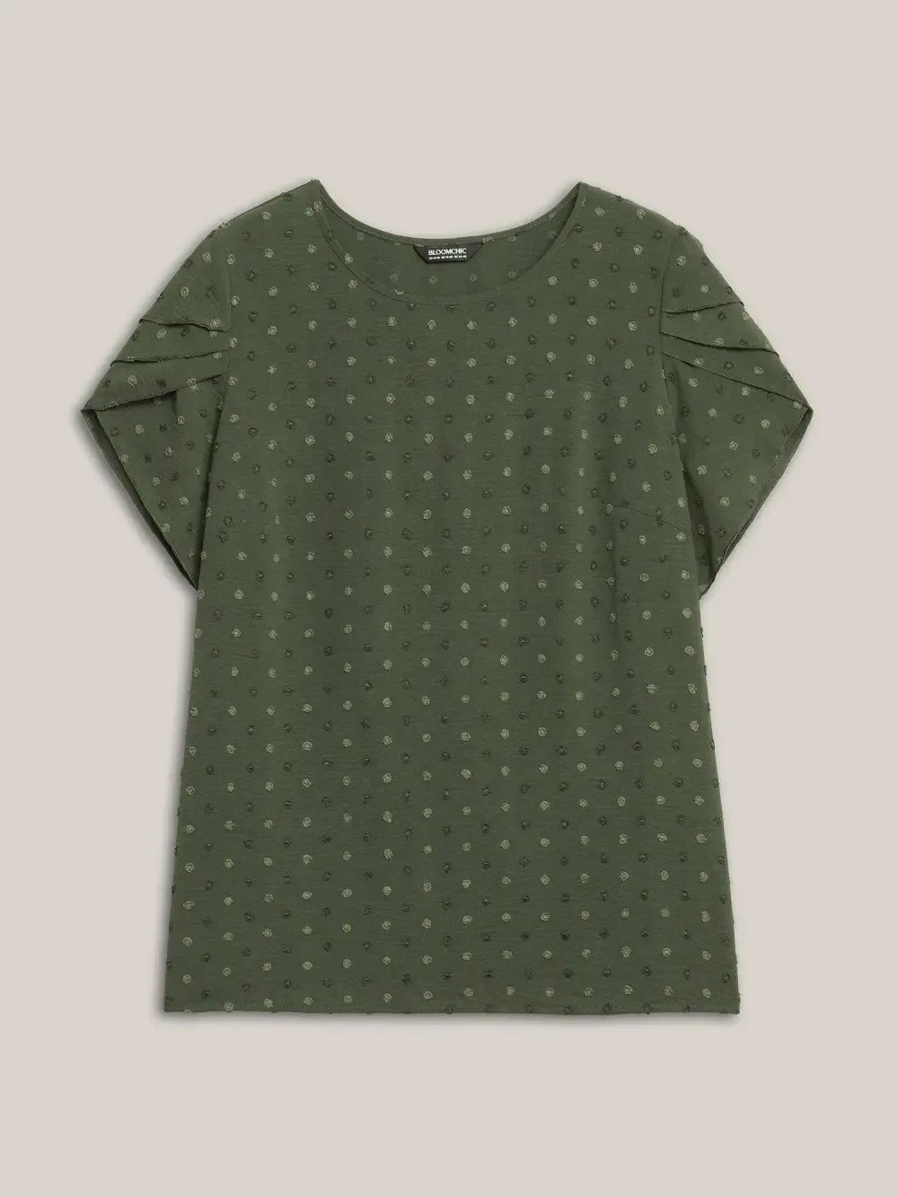 Textured Color Contrast Petal Sleeve Blouse