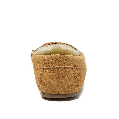 Women's Fuzzy Lined Suede Moccasin Slippers