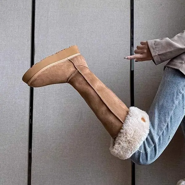 Women's Fleece-Lined Thick Warm Long Snow Boots 66542779C