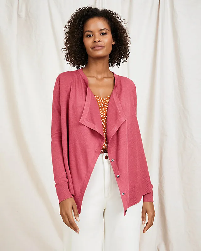 Easy Linen Drape-Front Cardigan