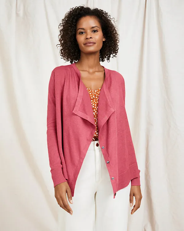 Easy Linen Drape-Front Cardigan
