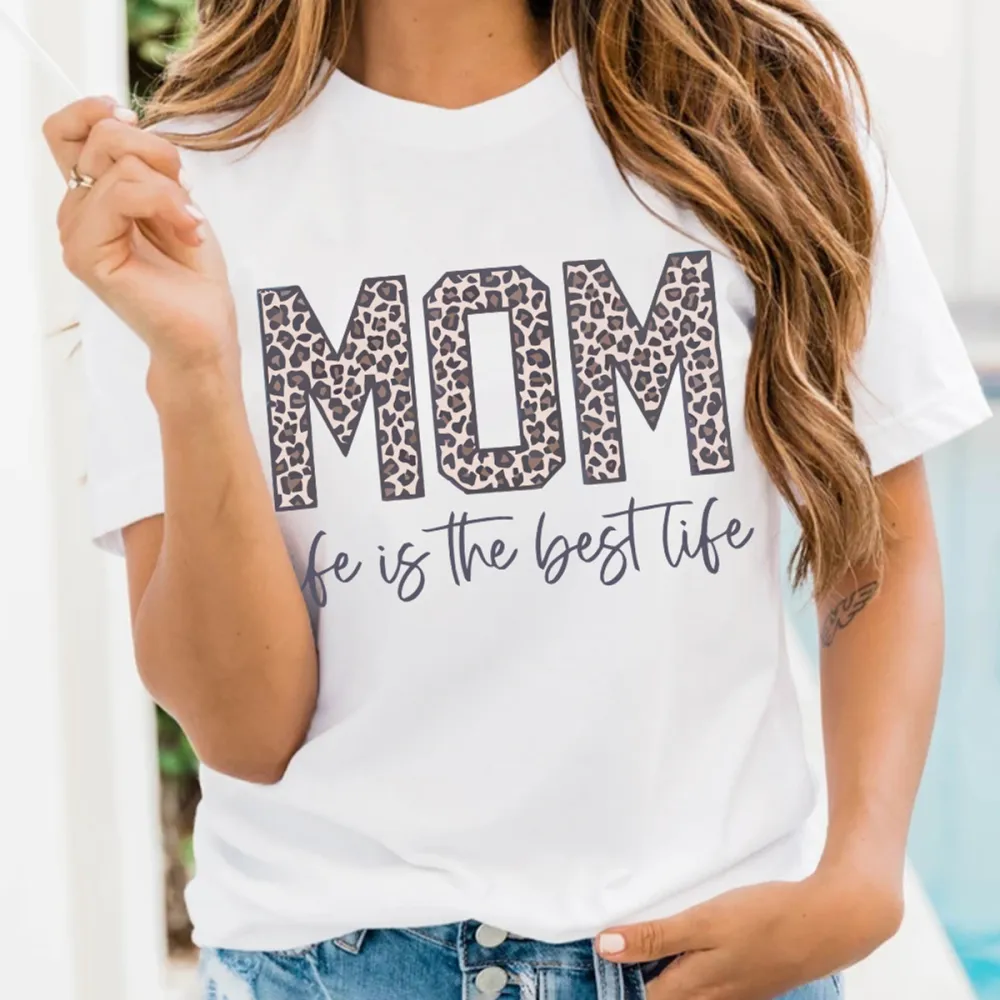 Mom Life Is The Best Life Print Round Neck Short Sleeve T-Shirt