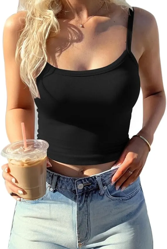 Built-in Bra Tank Top for Women – Longline Sports Cami