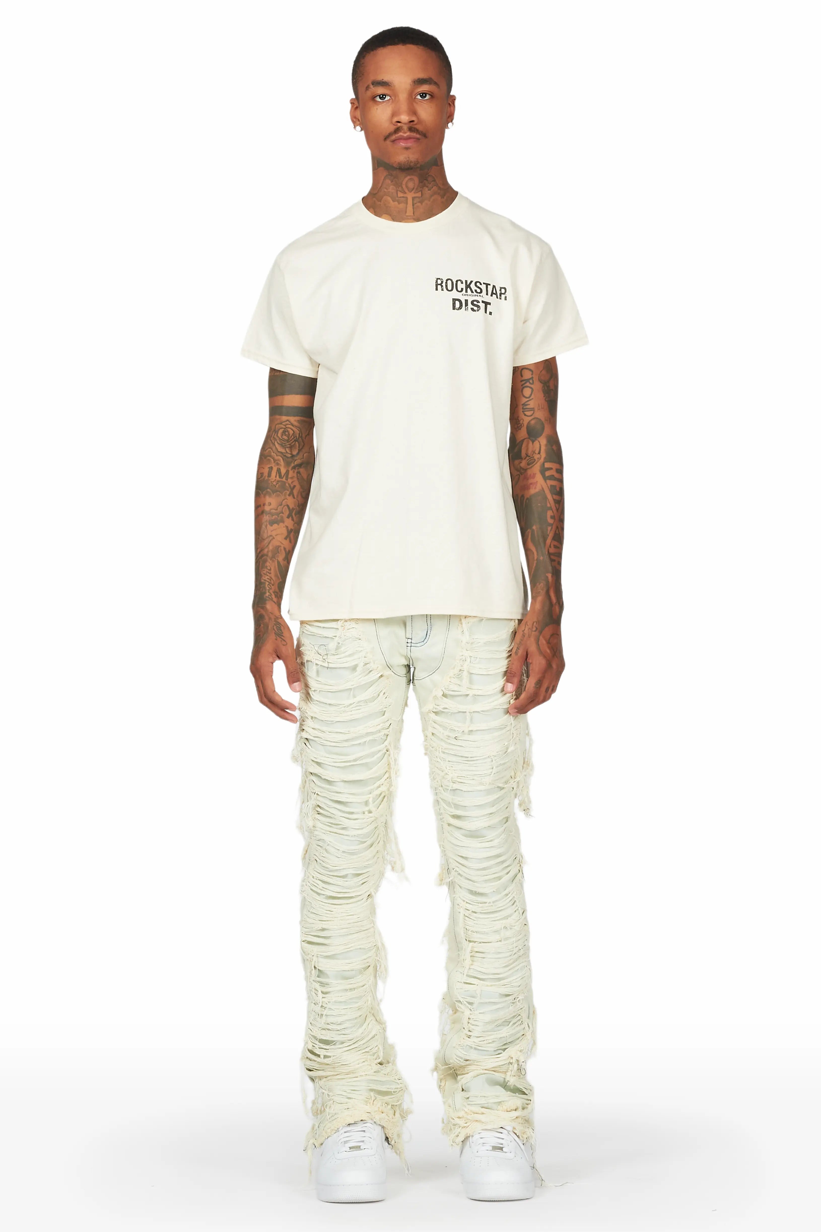 Conrad Light Blue Stacked Flare Jean