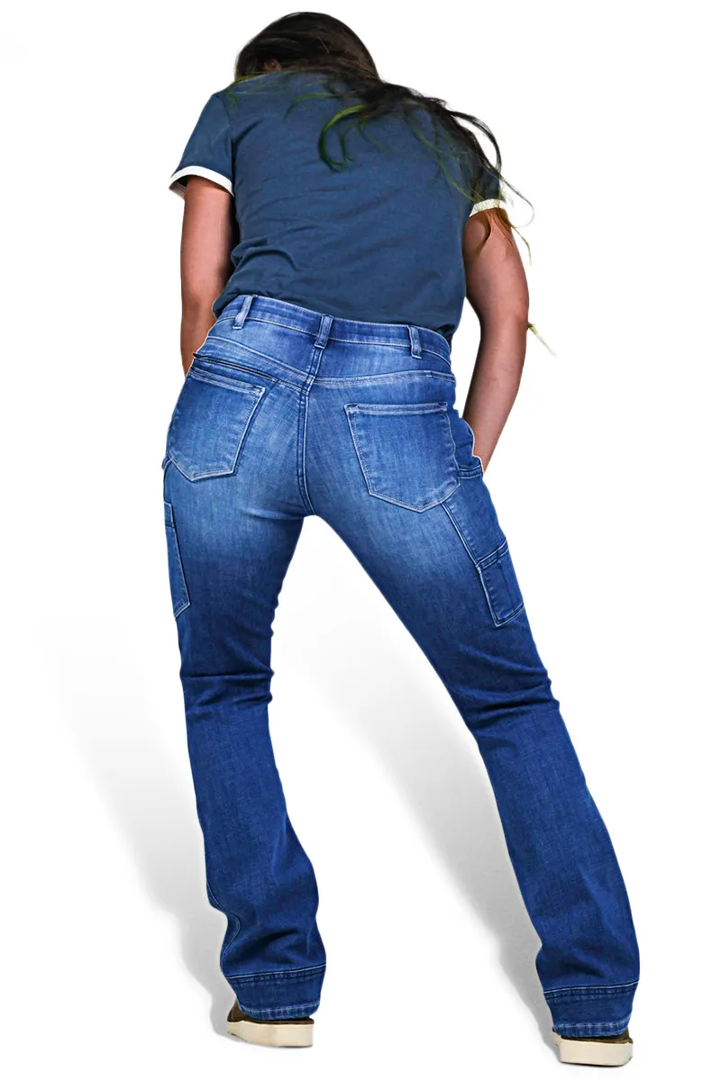 Multi Pocket Mid Rise Bootcut Jeans Without Belt