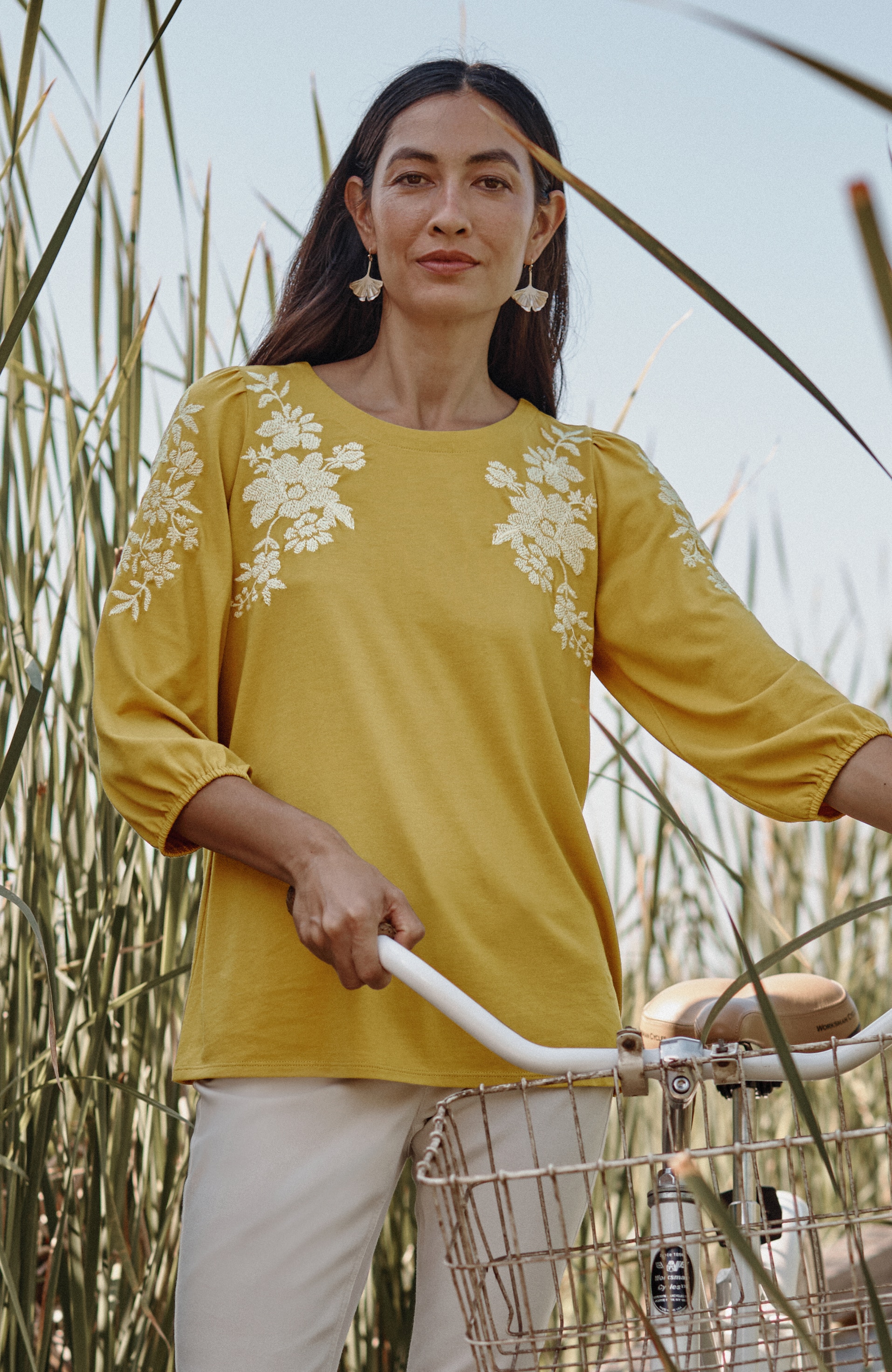 Floral-Embroidered Top