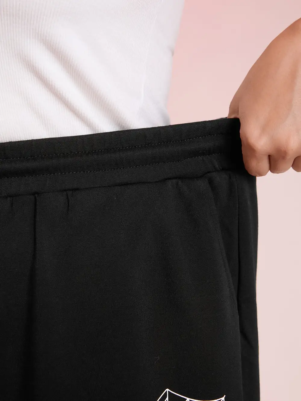 Ghost Motif Cuffed Jogger Pants