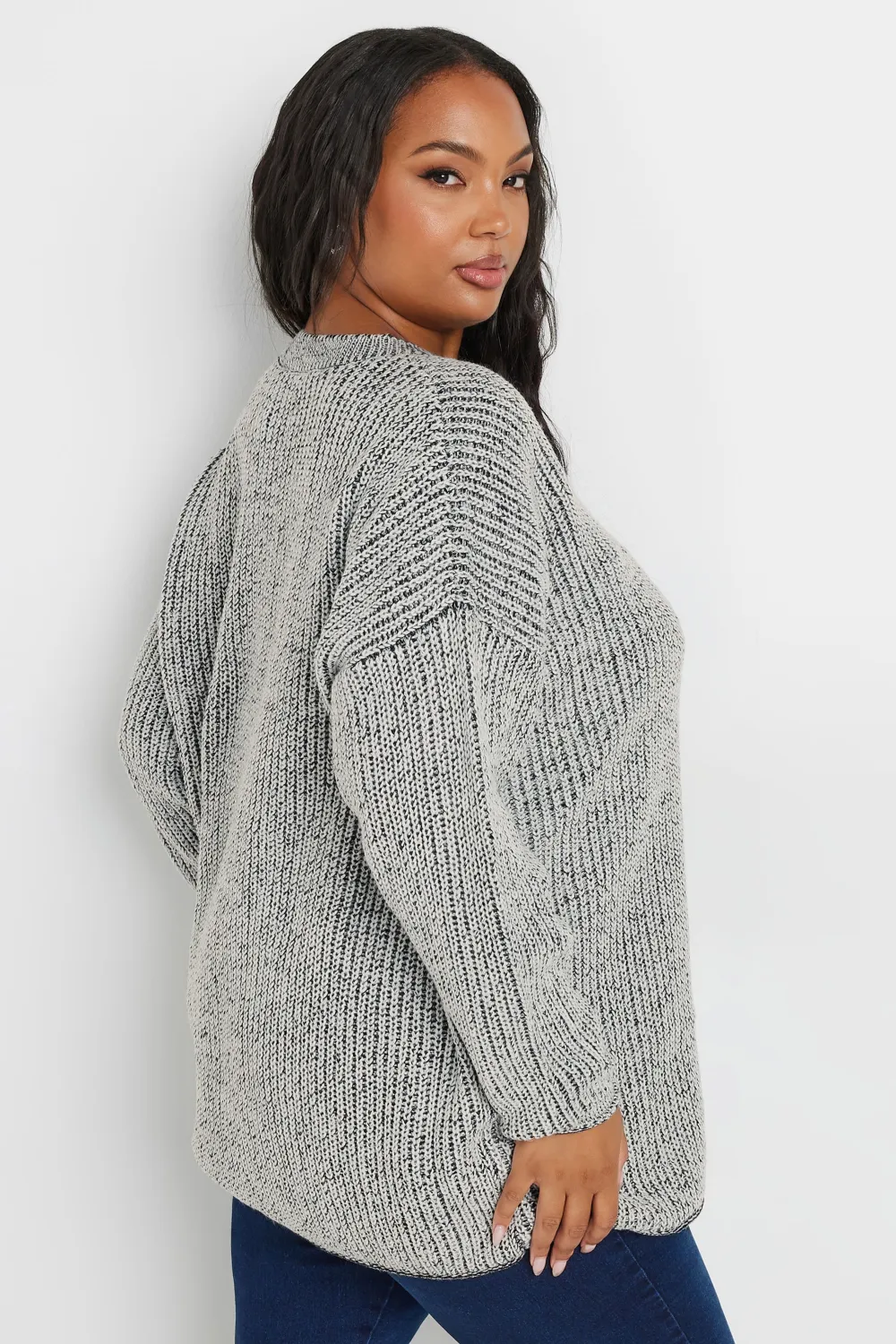YOURS Curve Navy Blue Drop Shoulder Knitted Jumper