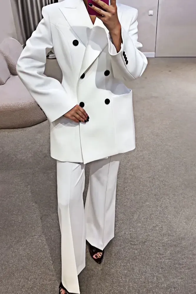 Women's Fashion Solid Color Collar Jacket and Pants Two Piece Set