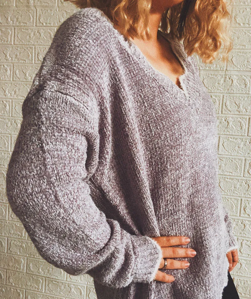 Wave Edge V-Neck Casual Sweater