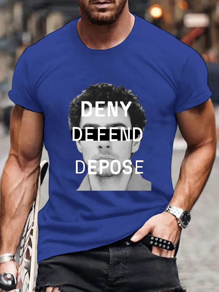 Men'S Deny Defend Depose Short Sleeve Round Neck Pure Cotton T-Shirt
