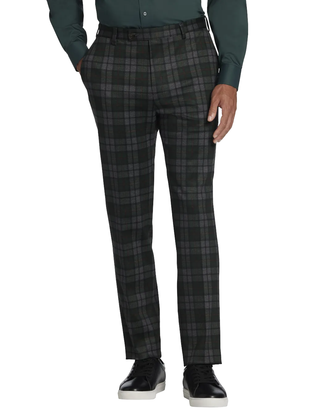 Paisley &Amp; Gray Slim Fit Plaid Suit Pants