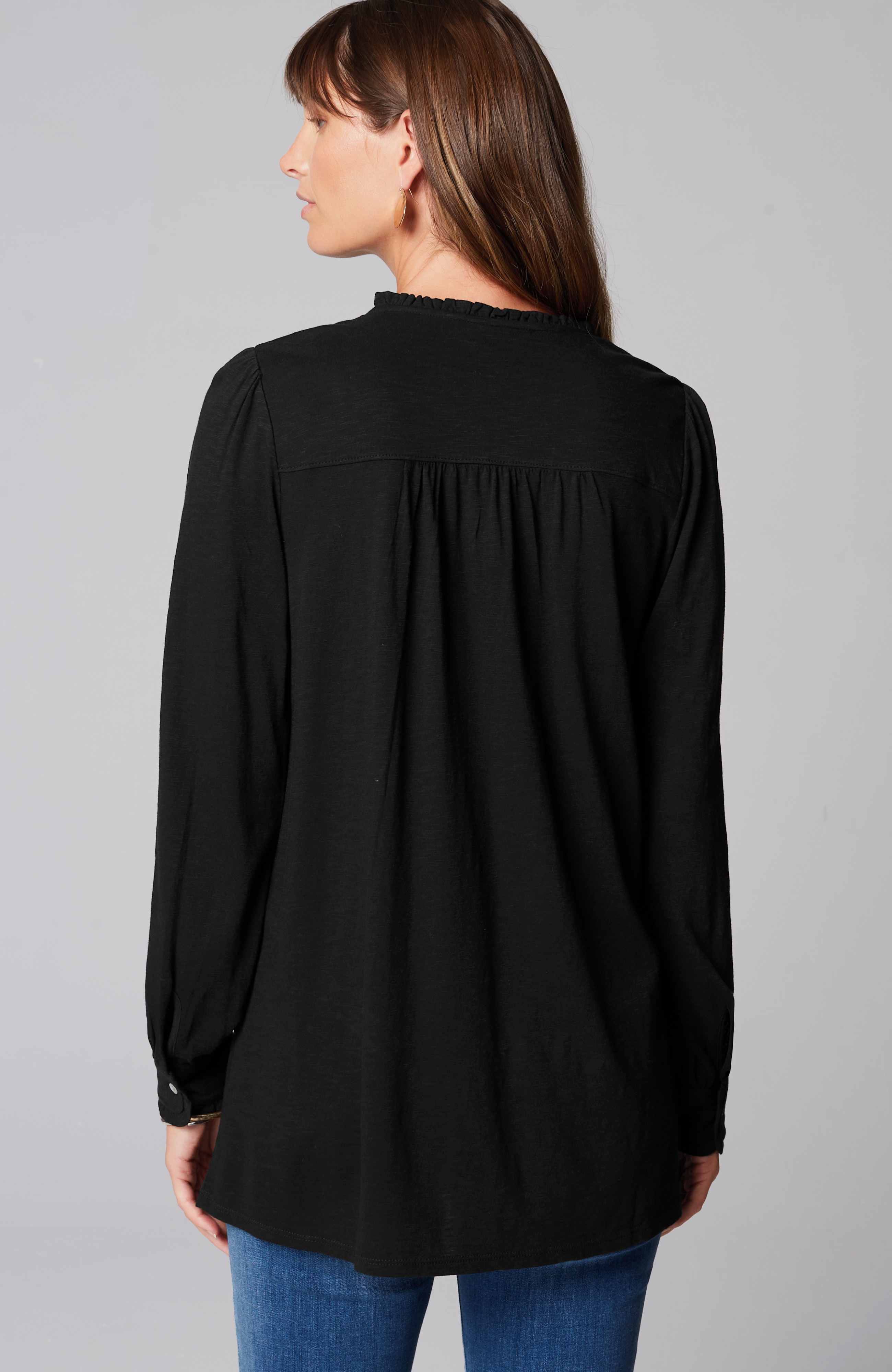 Ruffle-Trim Pintucked Tunic