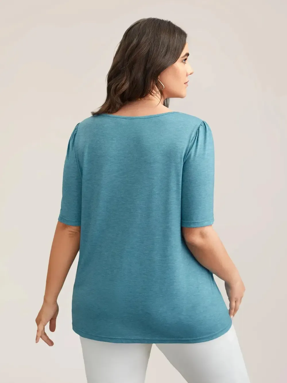 Seamed Round Neck Fitted T-Shirt