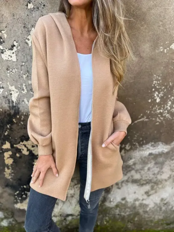 Women's Hooded Long-sleeved Casual Jacket