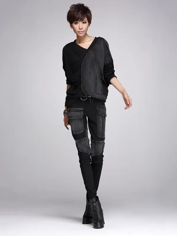 Multiple Zipper Casual Slimming Jeans Harem Pants