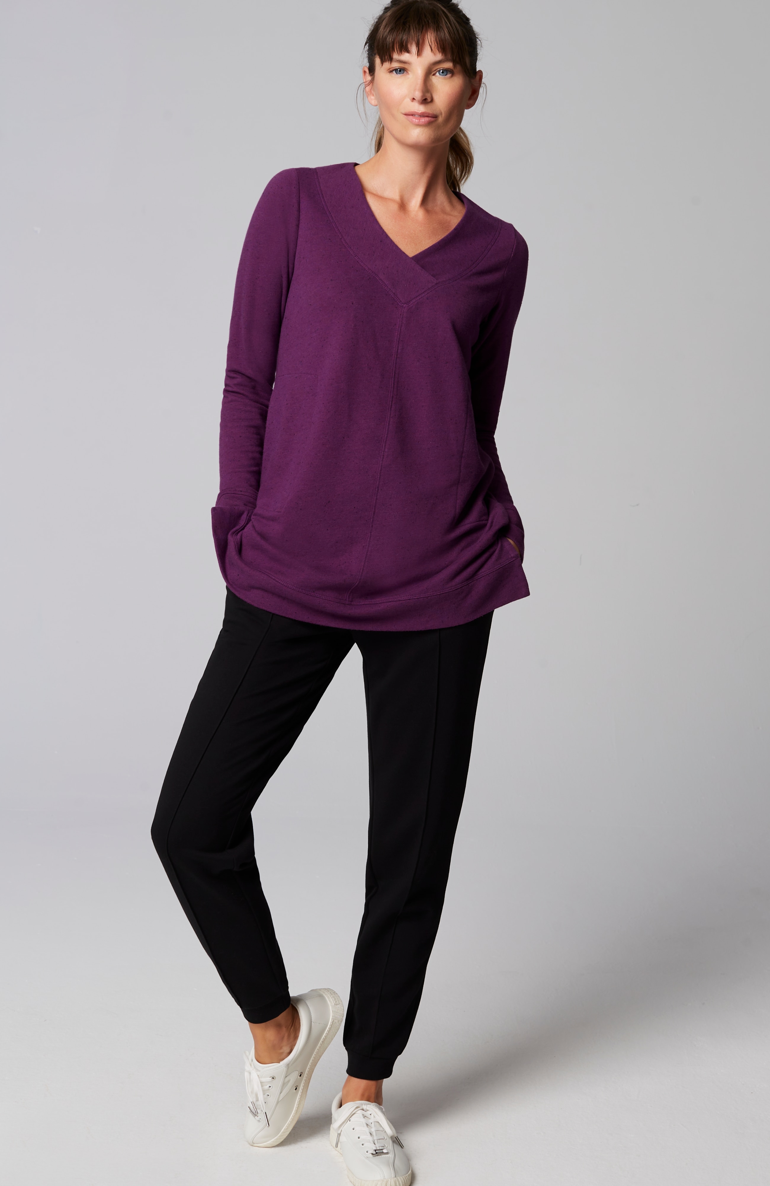 Fit Tweeded French Terry Side-Slit Tunic