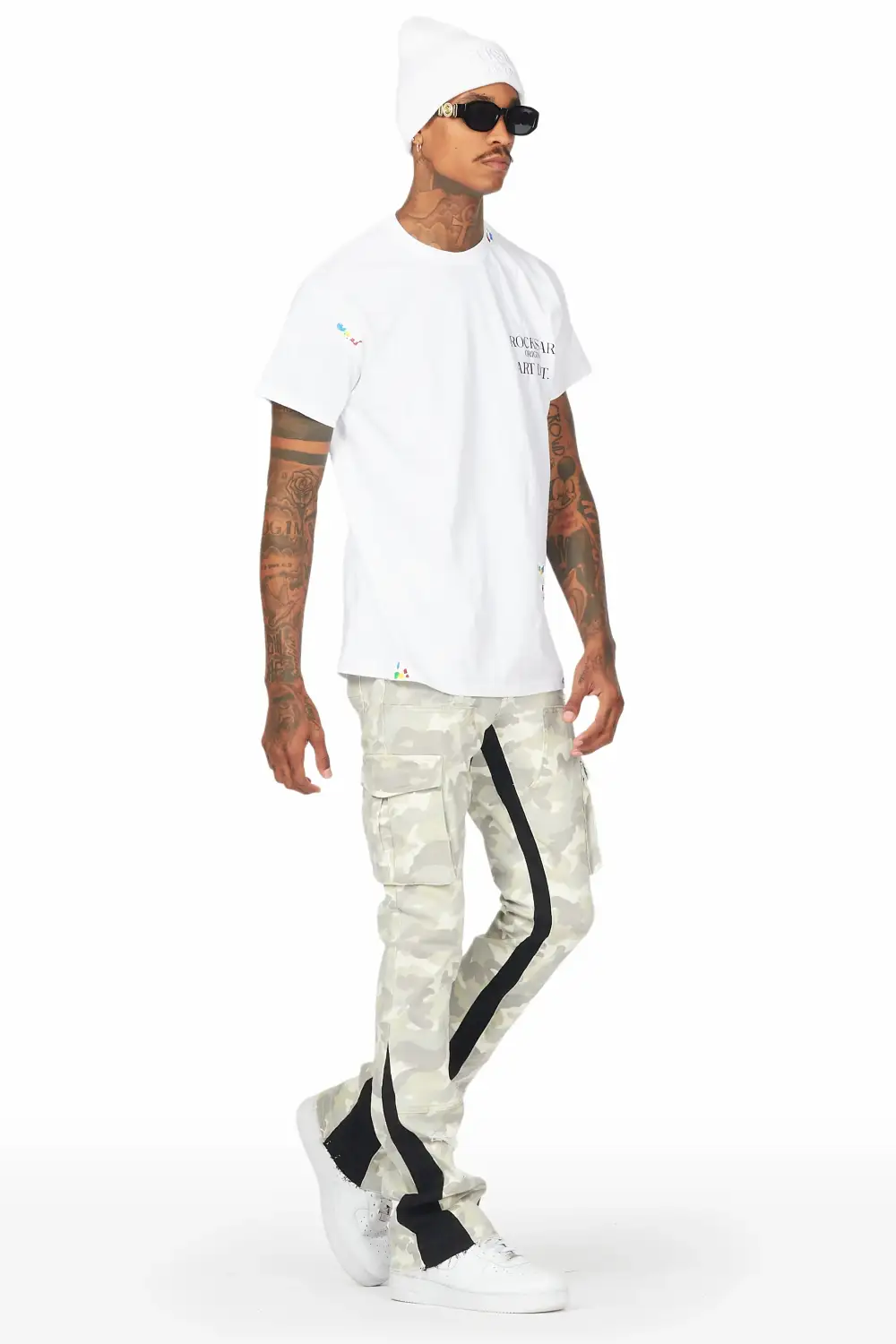 Decimus Light Camo Stacked Flare Jean