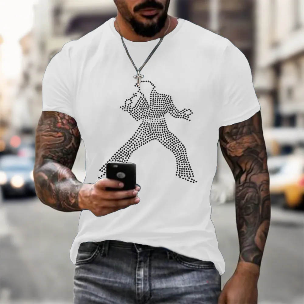 Men's Print Short Sleeve Round Neck Cotton T-Shirt