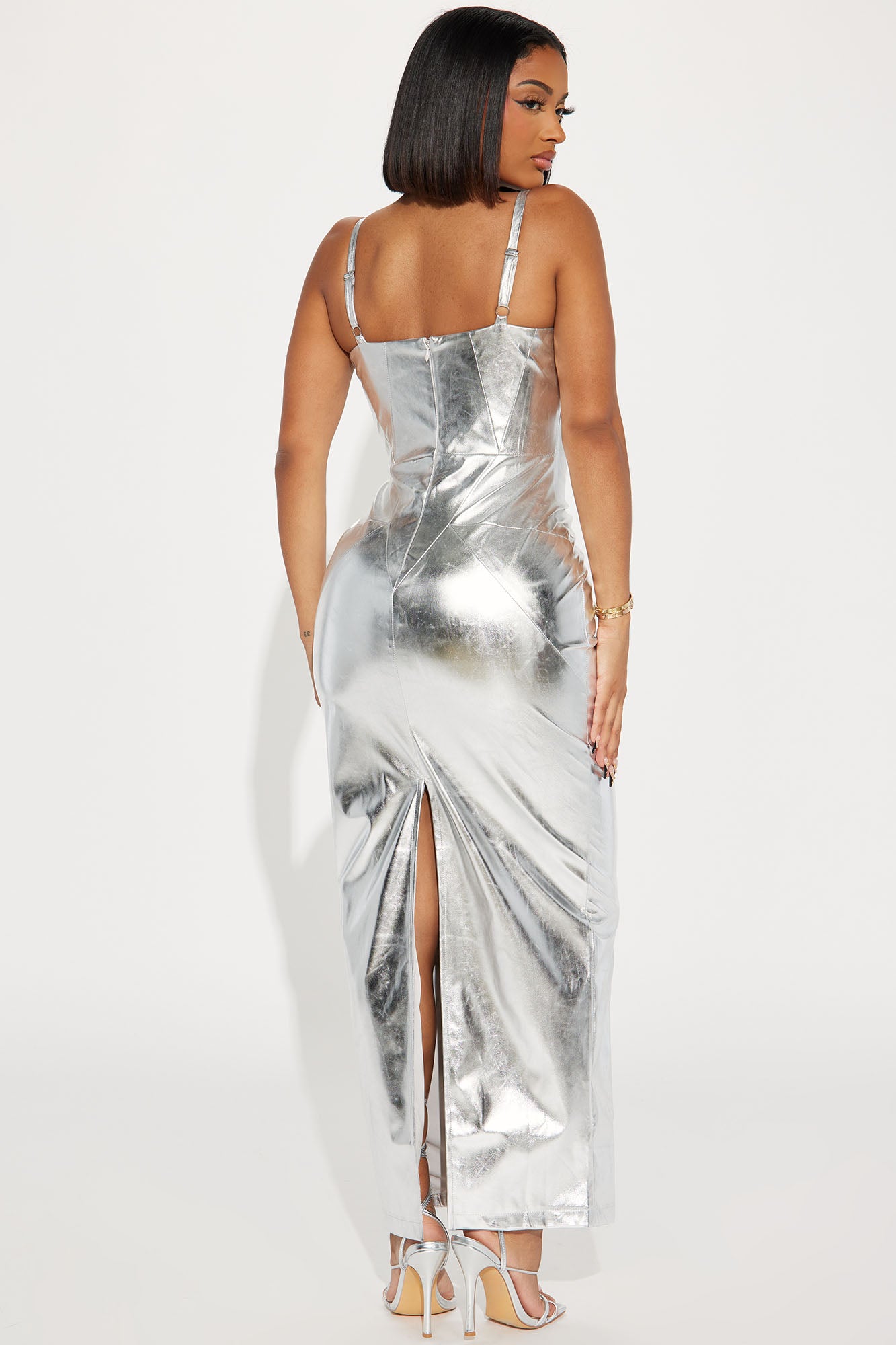 Galaxy Princess Metallic Maxi Dress - Silver