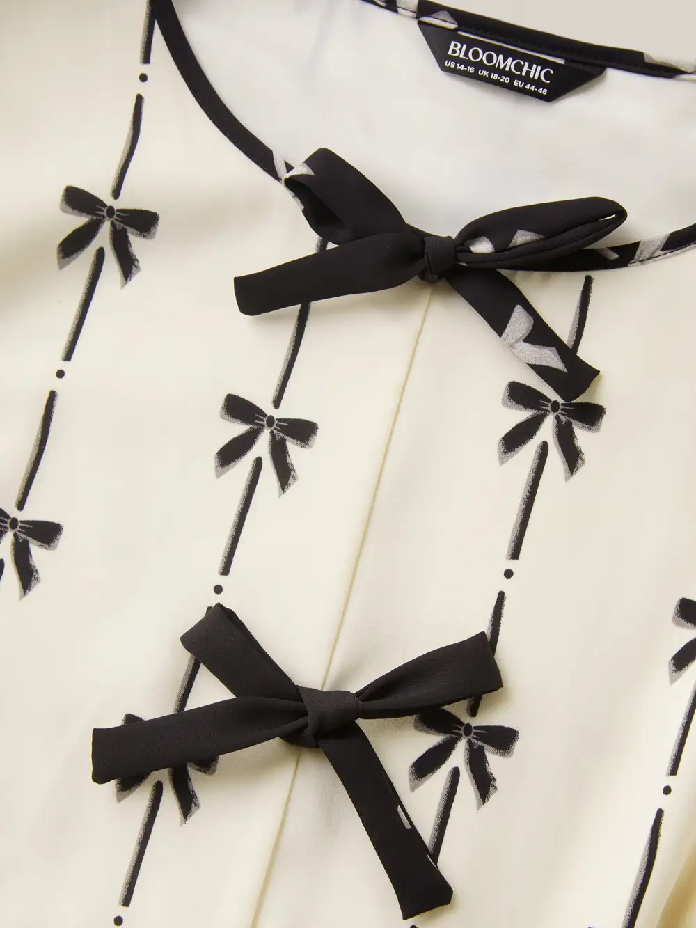 Bow Detail Printed Color Contrast Blouse