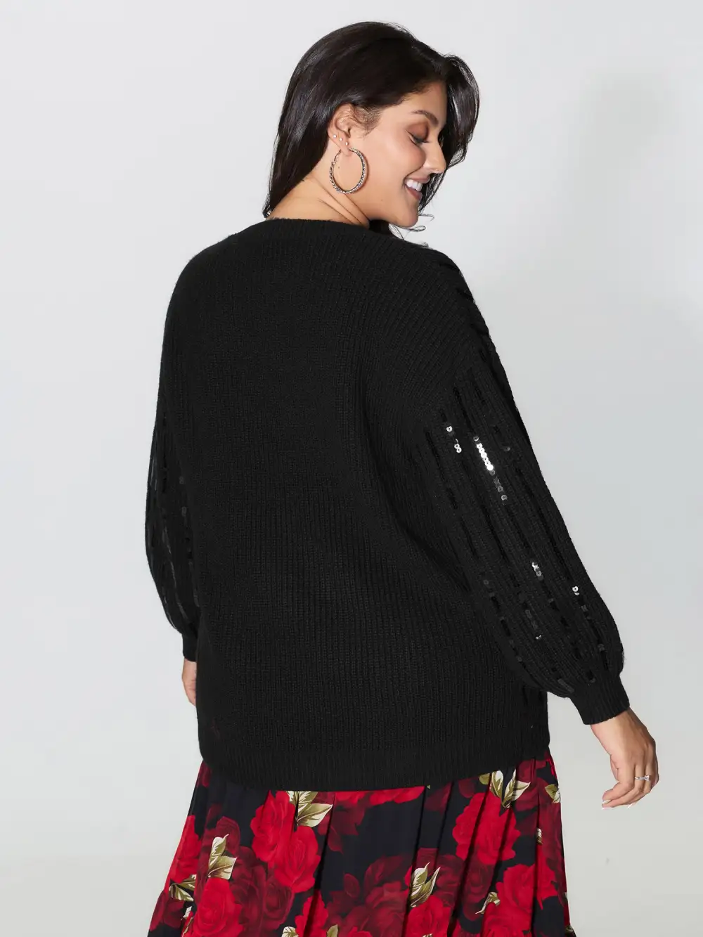 Sequin Embroidered Textured Pullover