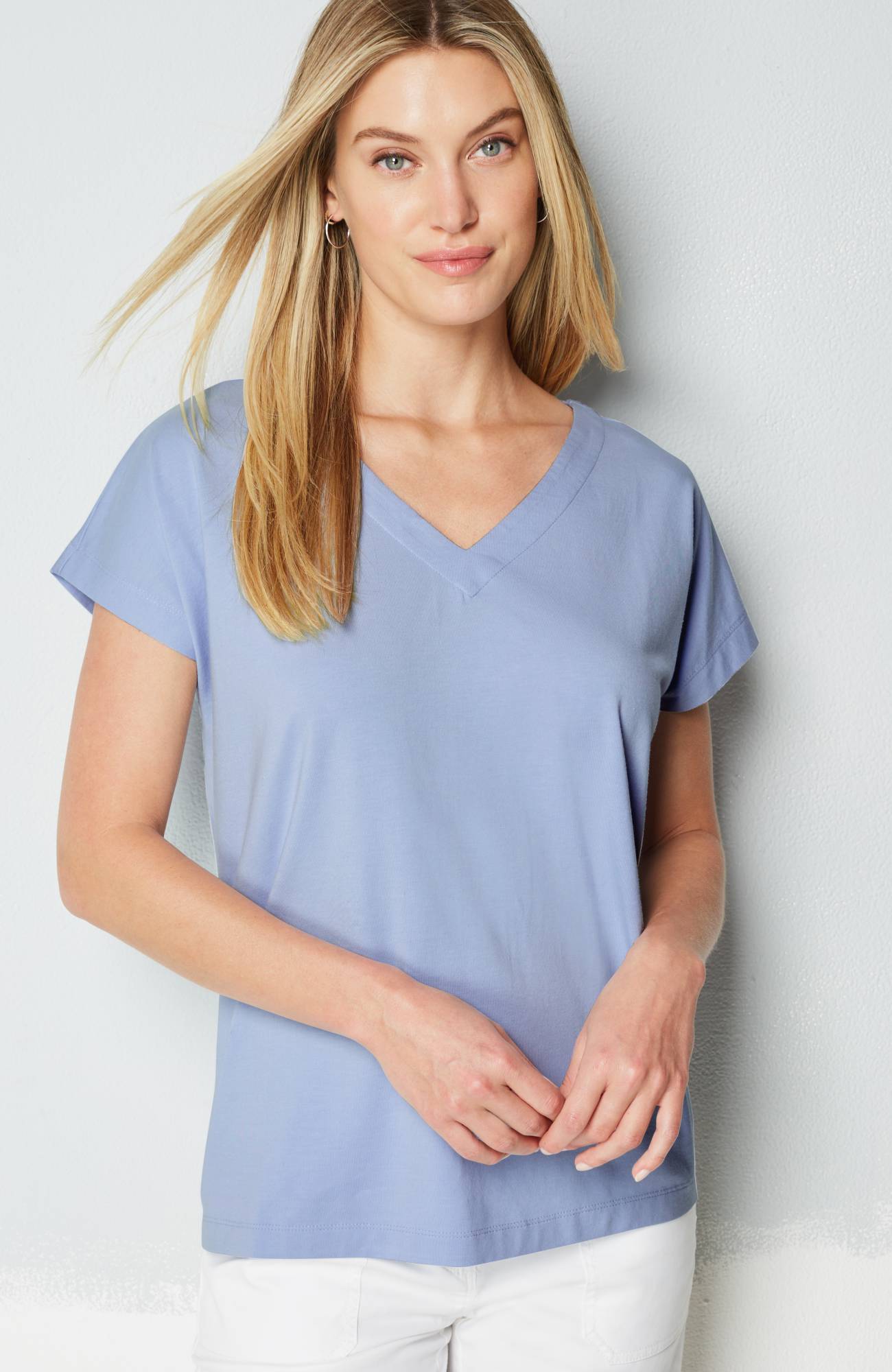luxe supimaÂ® pleat-back tee