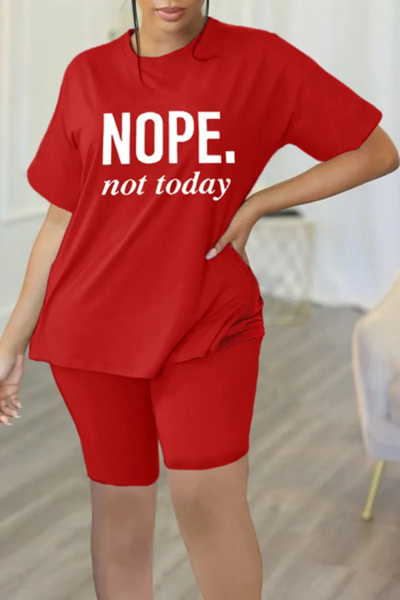 Letter Print Short Sleeve T-Shirt & Shorts Set