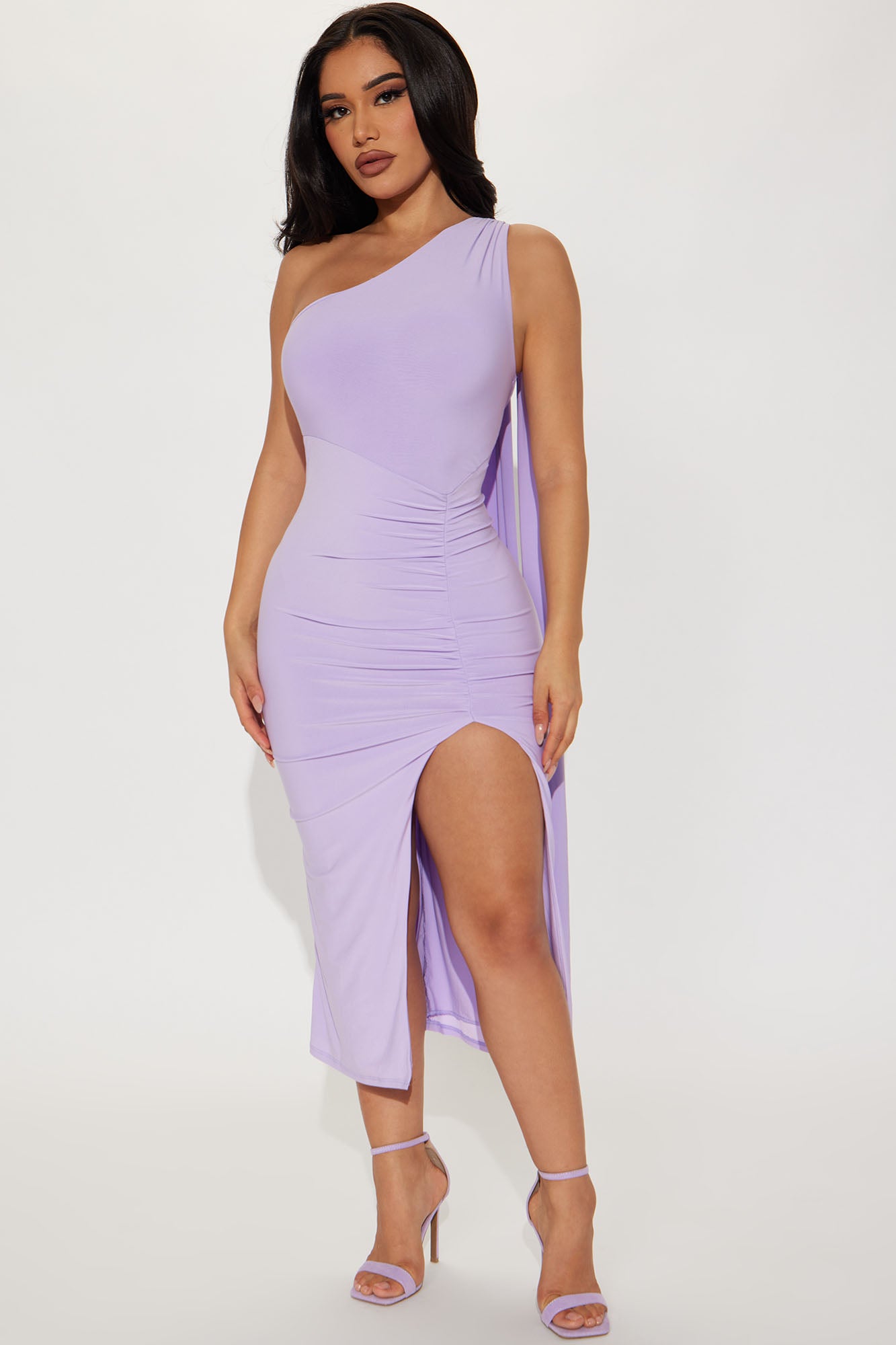 Alanna One Shoulder Midi Dress - Lavender
