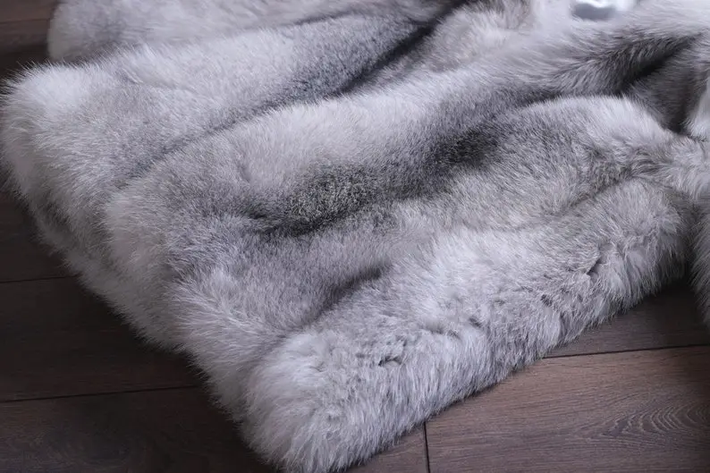 Platinum Fox Fur Coat Women's