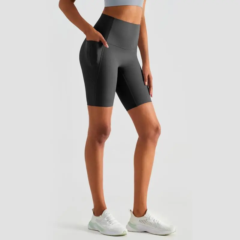 Women's High Waist Biker Shorts – Tummy Control Yoga Shorts with Pockets, Breathable for Summer