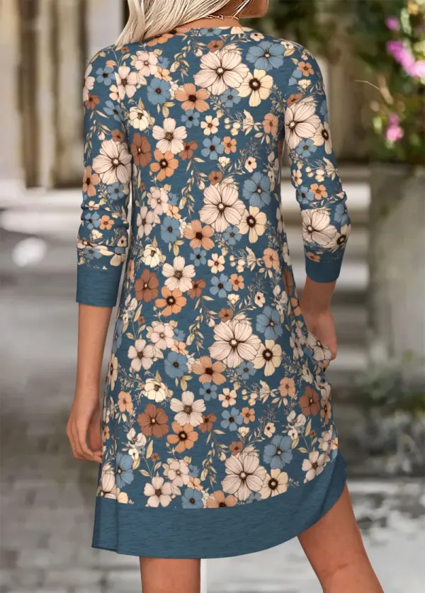 Multi Color Tummy Coverage Random Floral Print Short Dress