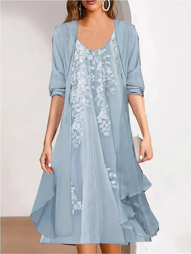 Women's Two Piece Dress Set Dress Set Two Piece Dress Formal Outdoor Fashion Mature Print Midi Dress Crew Neck Half Sleeve Floral Loose Fit Pink Blue Green Summer Spring S M L XL XXL