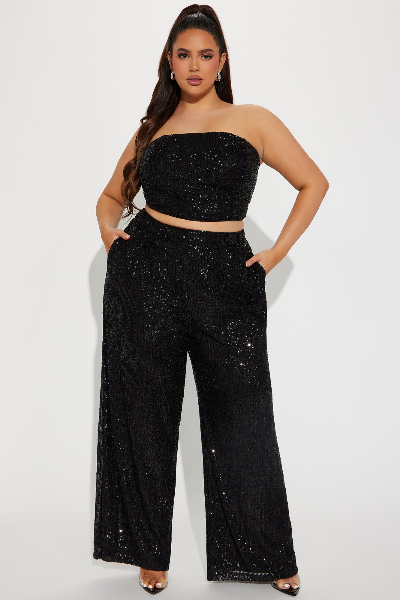 Stella Sequin Pant Set - Black