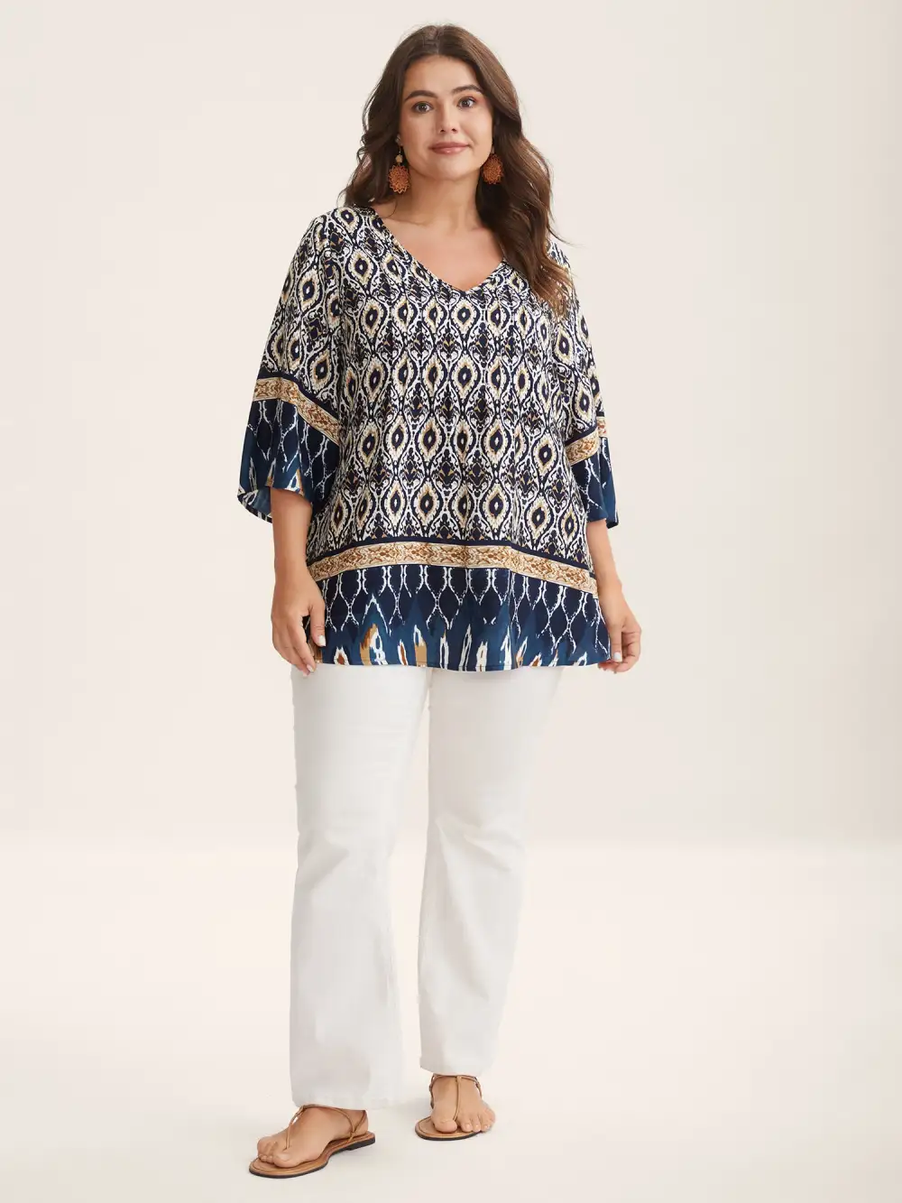 Pin-Tuck Pleat Ornate Print Relaxed Fit Shirt
