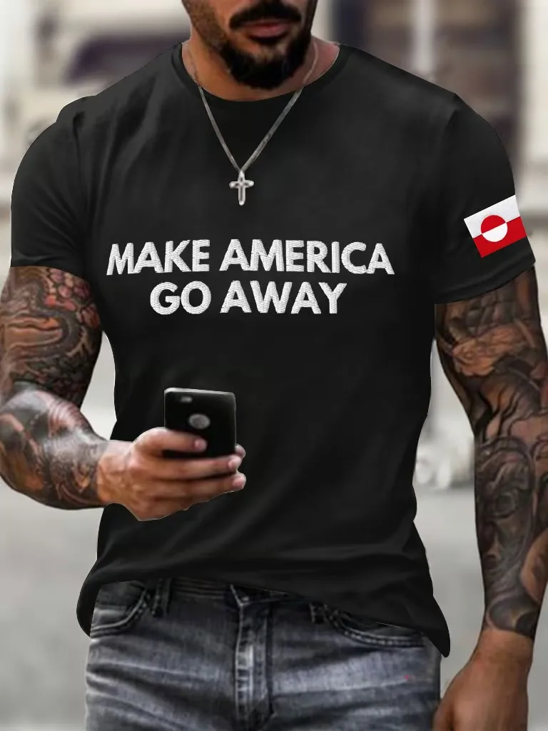 Men'S Vintage Men'S T-Shirt Make American Go Away Printed T-Shirt Pure Cotton Short Sleeve