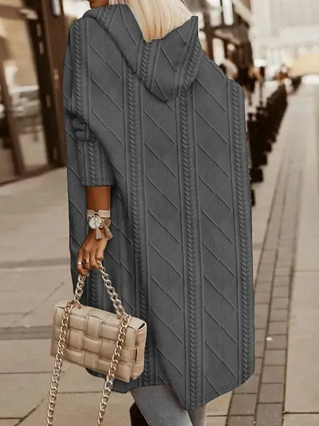 Women's Winter Coat Warm Comfortable Daily Pocket Open Front Turndown Casual Solid Color Regular Fit Outerwear Long Sleeve Spring Fall Pink Beige Coffee S M L XL 2XL